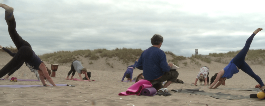 summer time beach yoga exercise