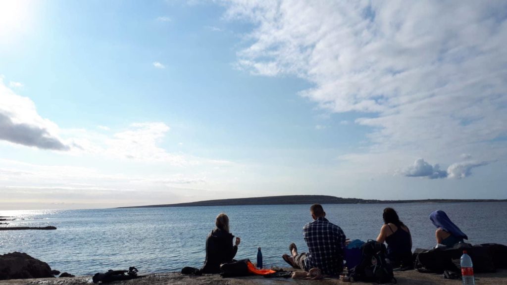 picnic on the mountain watching landscape 