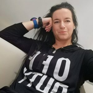 Woman in black jumper